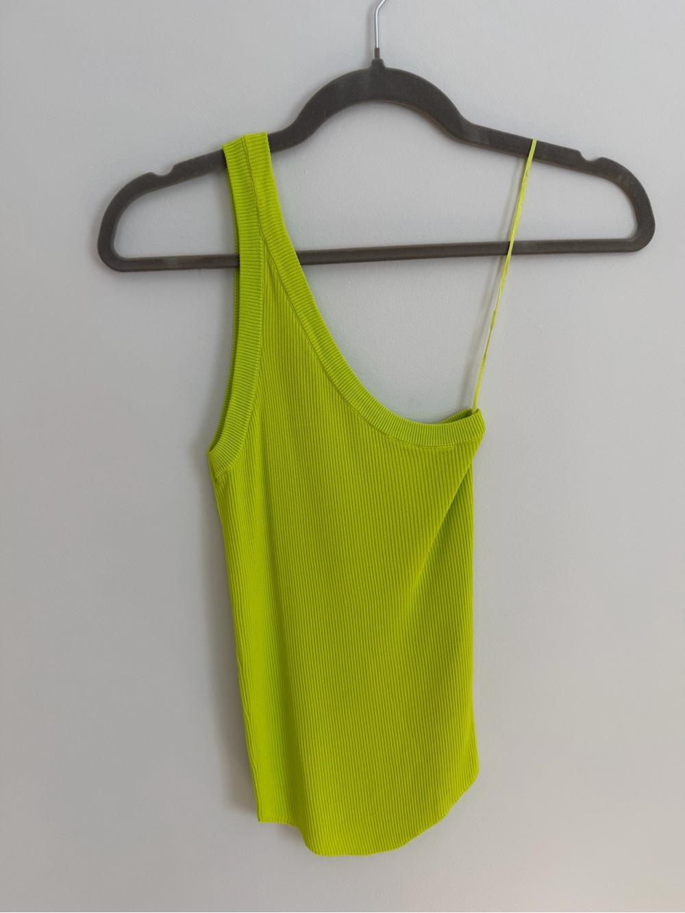 Zara Women’s One-Shoulder Ribbed Tank Top - Lime Green